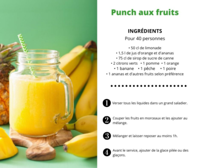 Recette Cocktail sans alcool Punch aux fruits